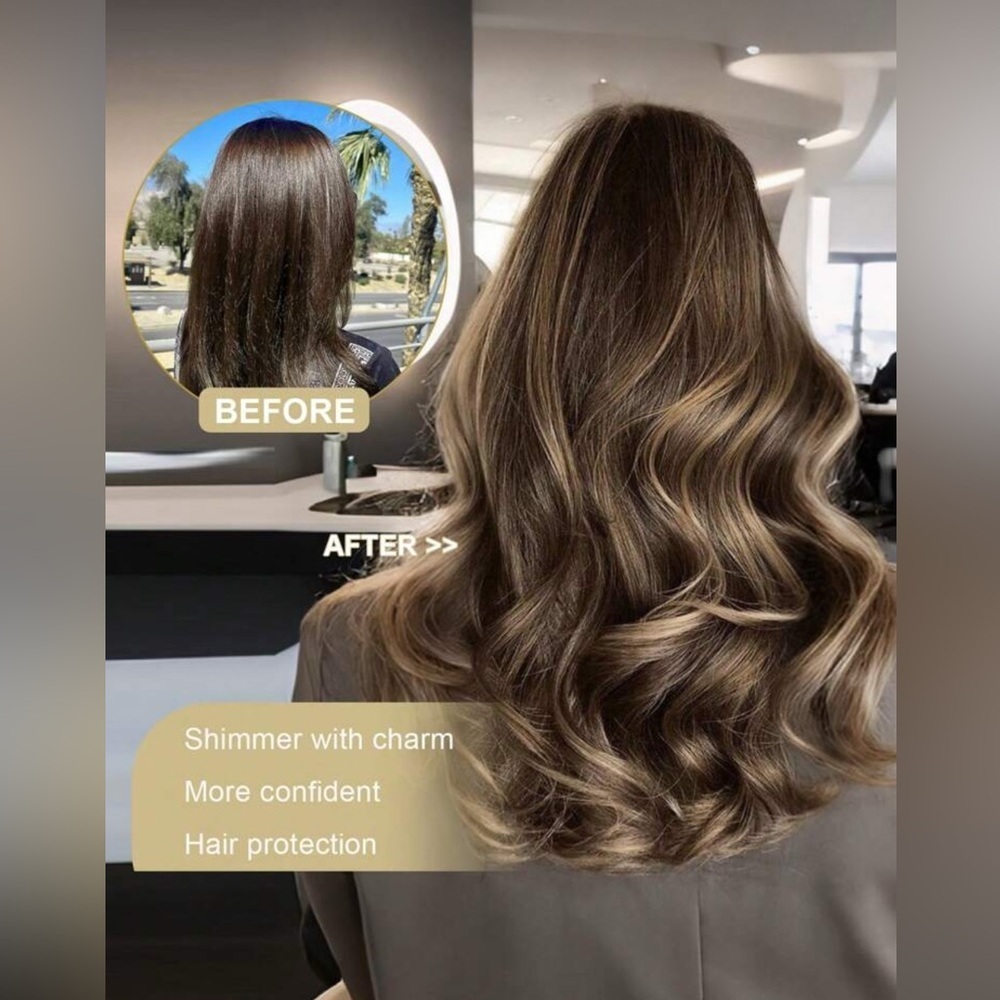 22” Clip-In Hair Extension Brown with Blonde Highlights Wavy | Volume Hairpiece - Picture 7 of 11